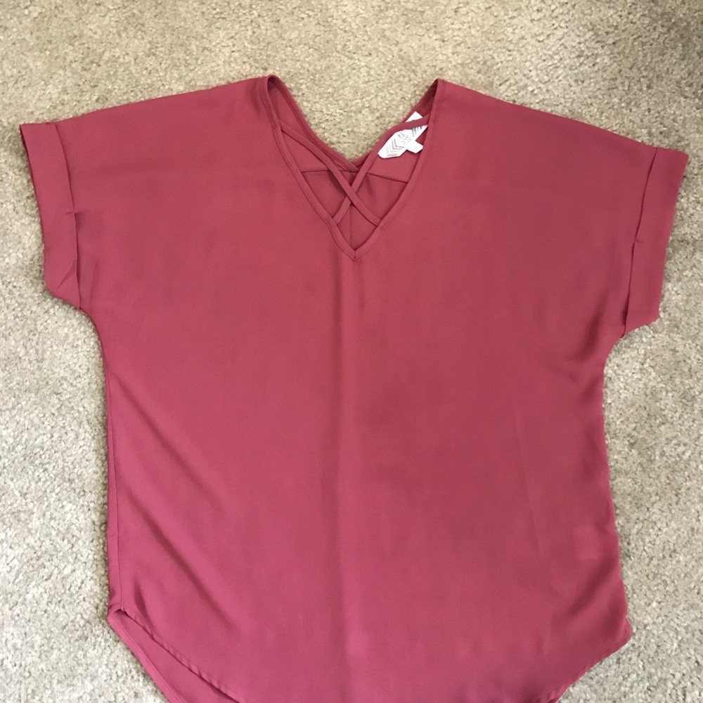 Pink rose short sleeve blouse